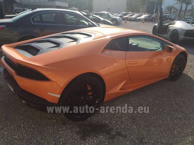 Rental Lamborghini Huracan LP 610-4 Orange in Zurich airport